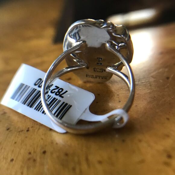 Kingman Turquoise Sterling Silver Feather Ring Size 6 - Picture 5 of 9